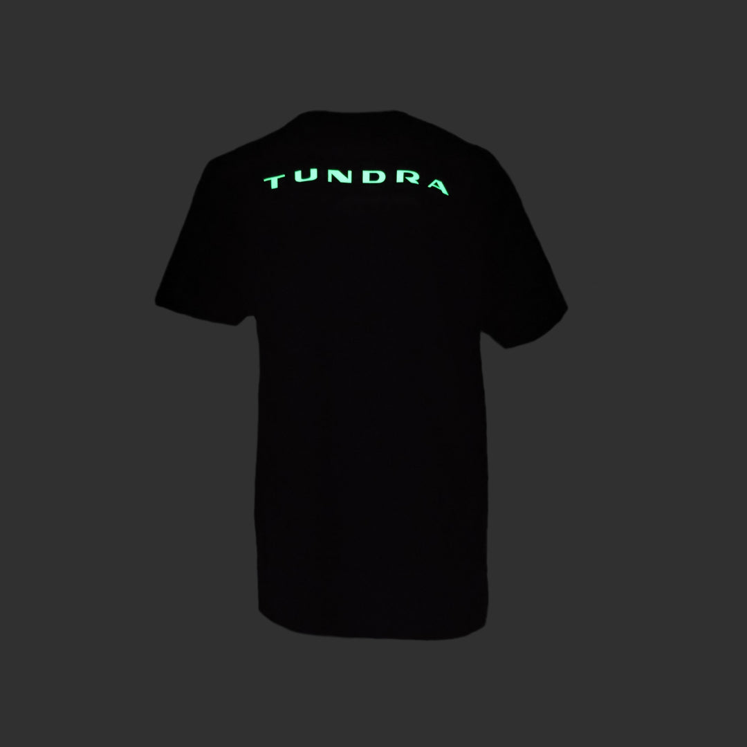 TUNDRA Single-Jersey T-Shirt schwarz Logo Doppelkopf Adler Logo Rücken weiss GLOW